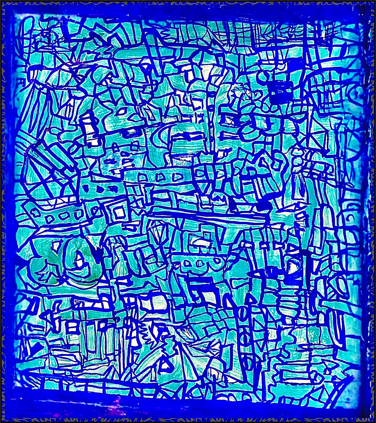 Blue Turquoise Scribble Scrabble
