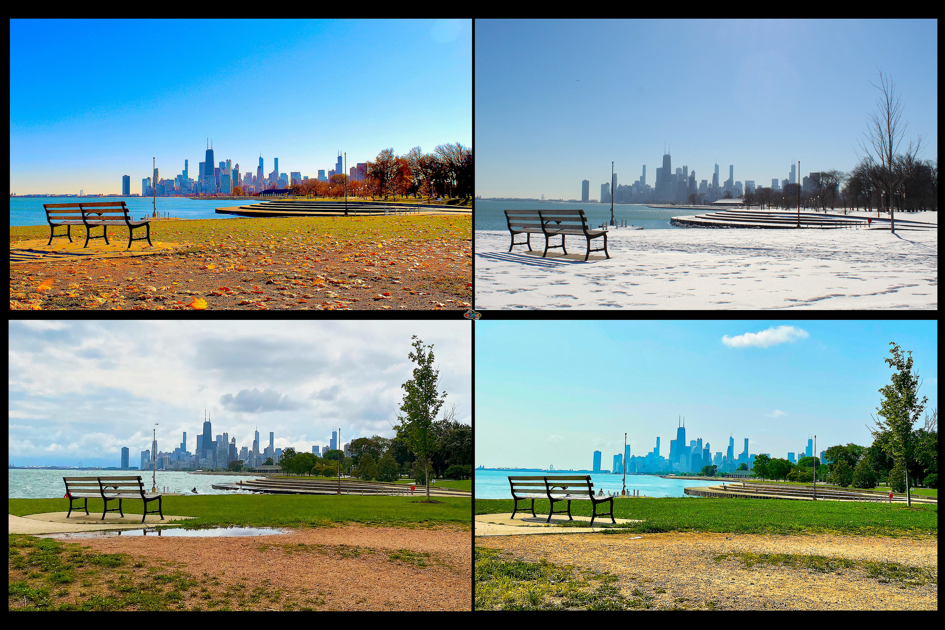 Chicago Skyline Bench - 4 Seasons Grid